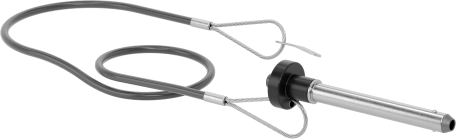 Topuz Tutamaklı Basmalı Düğme Hızlı Açma Pimi, Kordon ile, 5/16" Çap, 2-1/4" Kullanılabilir Uzunluk