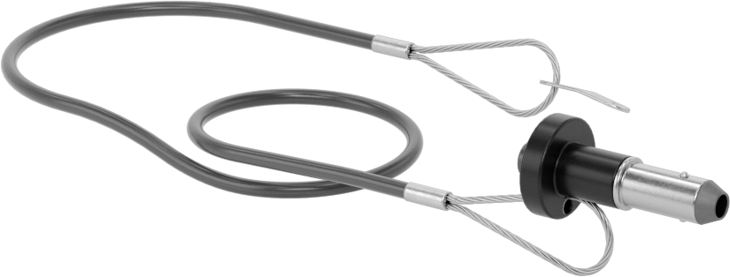Topuz Tutamaklı Basmalı Düğme Hızlı Açma Pimi, Kordon ile, 3/8" Çap, 1/2" Kullanılabilir Uzunluk