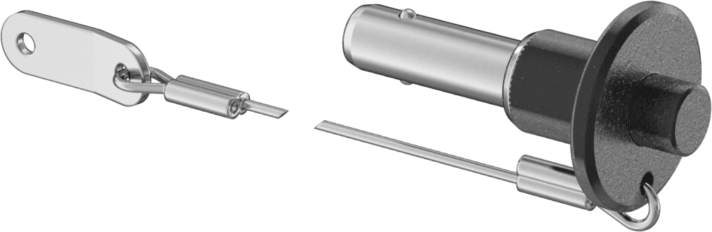 Topuz Tutamaklı Basmalı Düğme Hızlı Açma Pimi, Kordon ile, 3/8" Çap, 3/4" Kullanılabilir Uzunluk