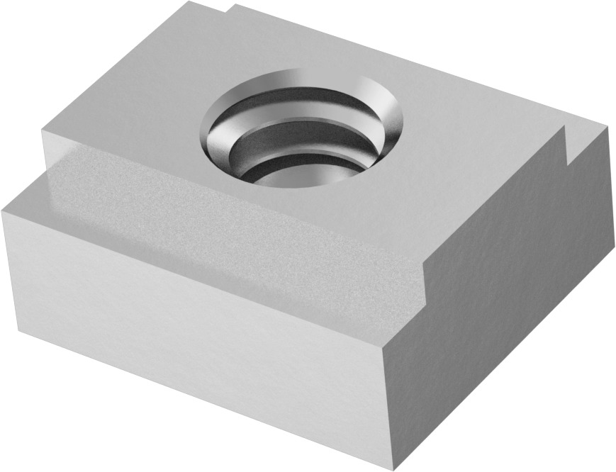 Kısmen Dişli 18-8 Paslanmaz Çelik T-Yuvası Somunu, 5/16" Yuva Genişliği için, 1/4"-20 Diş Boyutu, 9/16" Taban Uzunluğu