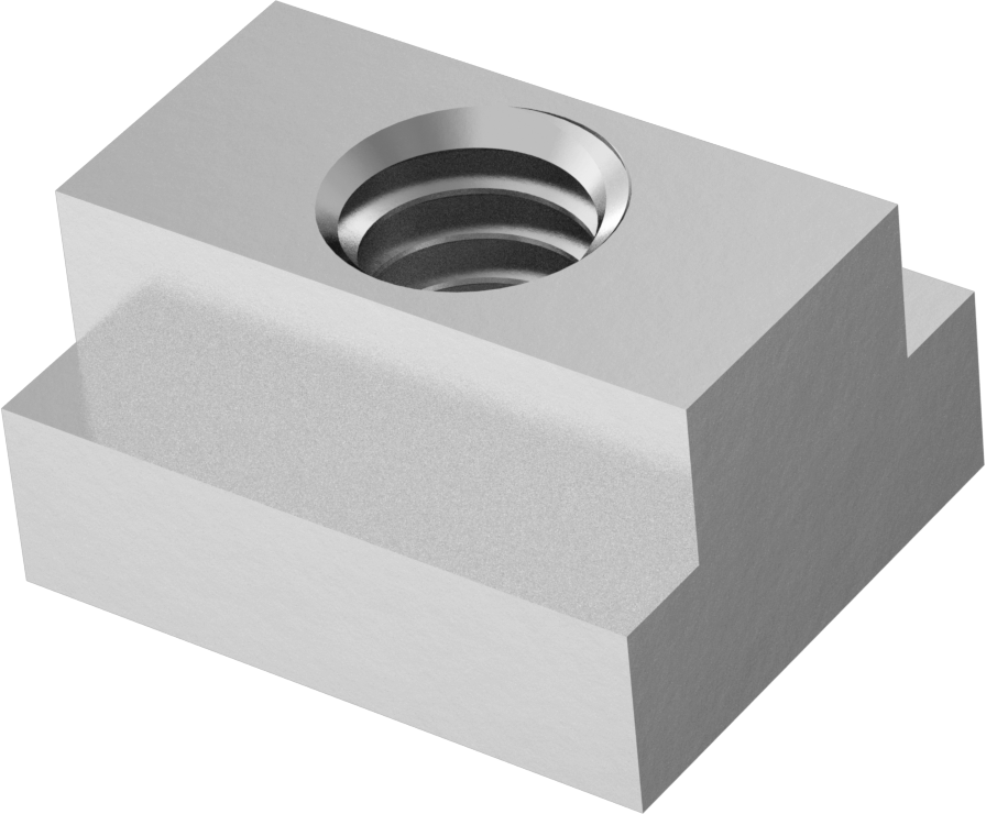 Kısmen Dişli 18-8 Paslanmaz Çelik T-Yuvası Somunu, 3/8" Yiv Genişliği için, 5/16"-18 Diş Boyutu, 3/4" Taban Uzunluğu