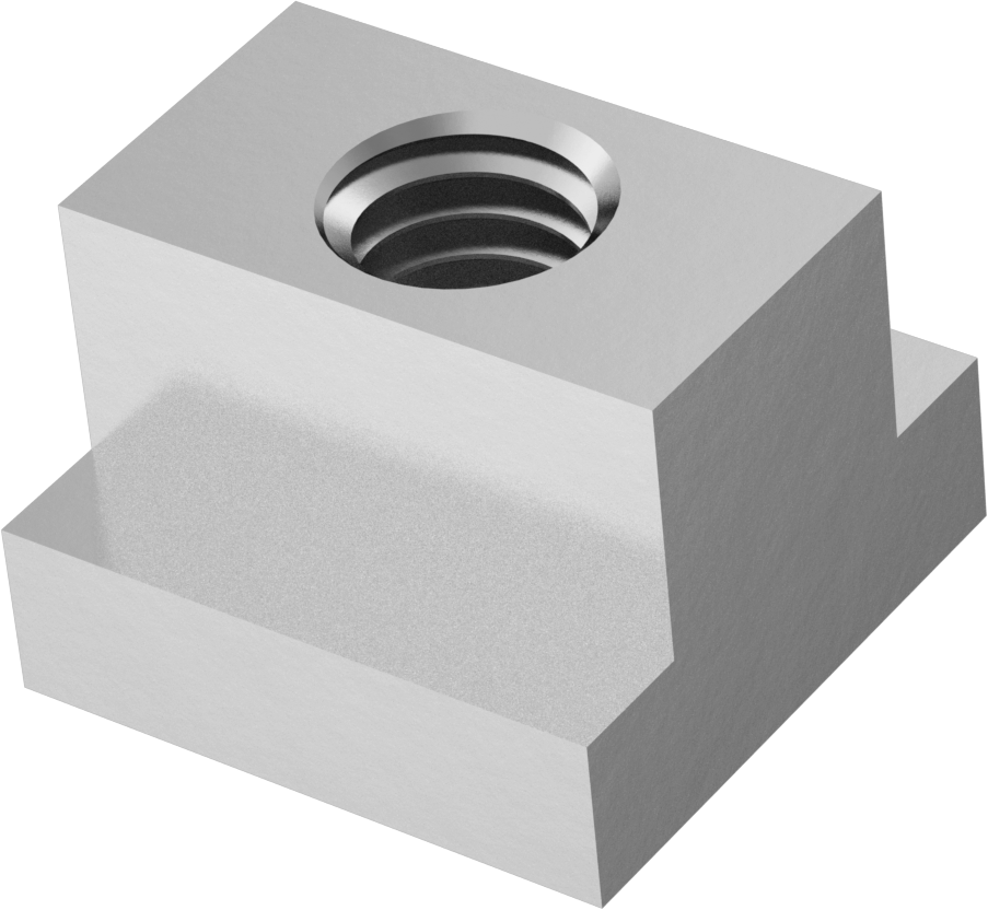 Kısmen Dişli 18-8 Paslanmaz Çelik T-Yuvası Somunu, 1/2" Yiv Genişliği için, 3/8"-16 Diş Boyutu, 1/4" Taban Yüksekliği