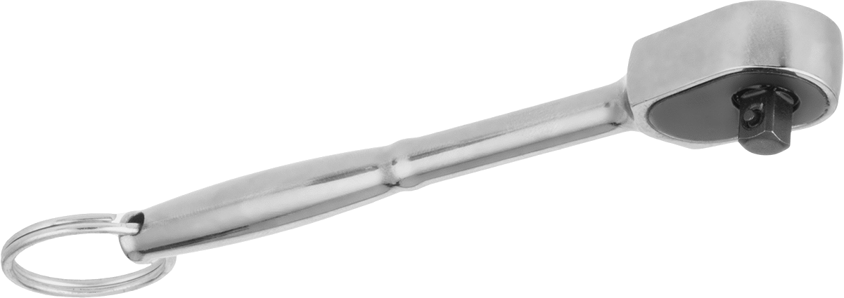 Bağlantı Halkalı Sızdırmaz Başlı Cırcır Anahtarı, 1/4" Kare Tahrik, 5-1/4" Toplam Uzunluk, Krom Kaplı Çelik