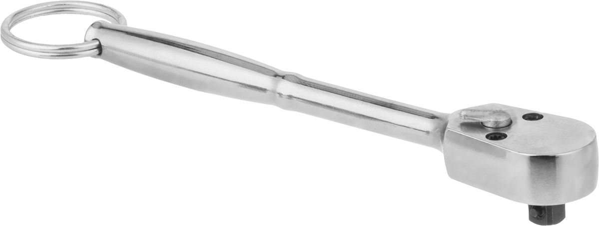 Bağlantı Halkalı Sızdırmaz Başlı Cırcır Anahtarı, 1/4" Kare Tahrik, 5-1/4" Toplam Uzunluk, Krom Kaplı Çelik