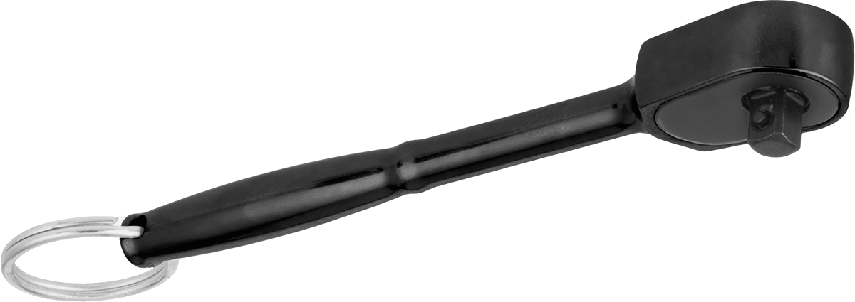 Bağlantı Halkalı Sızdırmaz Başlı Cırcır Anahtarı, 1/4" Kare Tahrik, 5-1/4" Toplam Uzunluk, Siyah Oksit Çelik