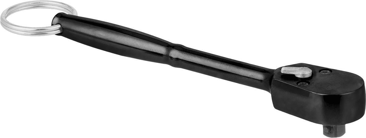 Bağlantı Halkalı Sızdırmaz Başlı Cırcır Anahtarı, 1/4" Kare Tahrik, 5-1/4" Toplam Uzunluk, Siyah Oksit Çelik