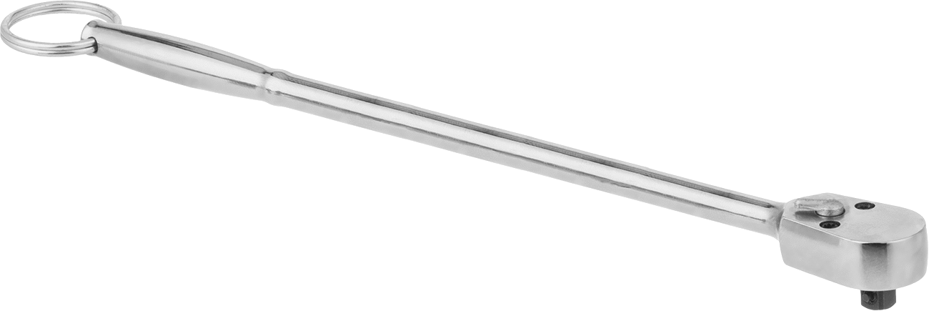 Bağlantı Halkalı Sızdırmaz Başlı Cırcır Anahtarı, 3/8" Kare Tahrik, 8" Toplam Uzunluk, Krom Kaplı Çelik