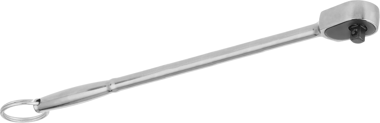 Bağlantı Halkalı Sızdırmaz Başlı Cırcır Anahtarı, 3/8" Kare Tahrik, 8" Toplam Uzunluk, Krom Kaplı Çelik