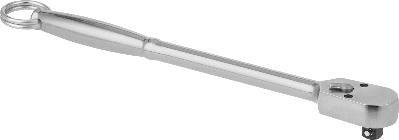 Bağlantı Halkalı Sızdırmaz Başlı Cırcır Anahtarı, 3/8" Kare Tahrik, 10-1/4" Toplam Uzunluk, Krom Kaplı Çelik
