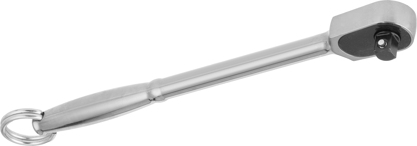 Bağlantı Halkalı Sızdırmaz Başlı Cırcır Anahtarı, 3/8" Kare Tahrik, 10-1/4" Toplam Uzunluk, Krom Kaplı Çelik