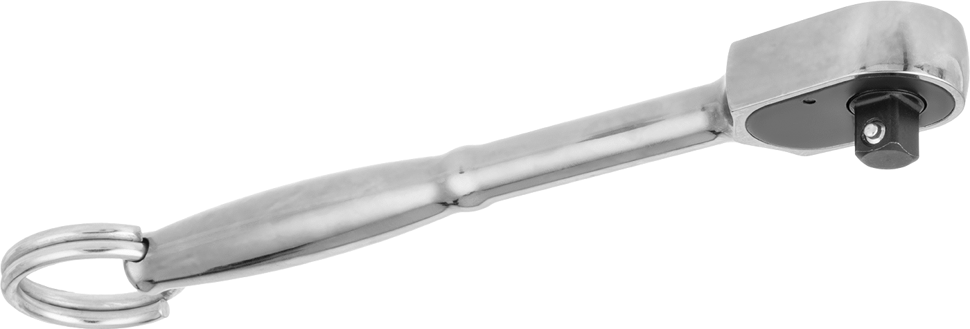Bağlantı Halkalı Sızdırmaz Başlı Cırcır Anahtarı, 1/2" Kare Tahrik, 10-1/4" Toplam Uzunluk, Krom Kaplı Çelik