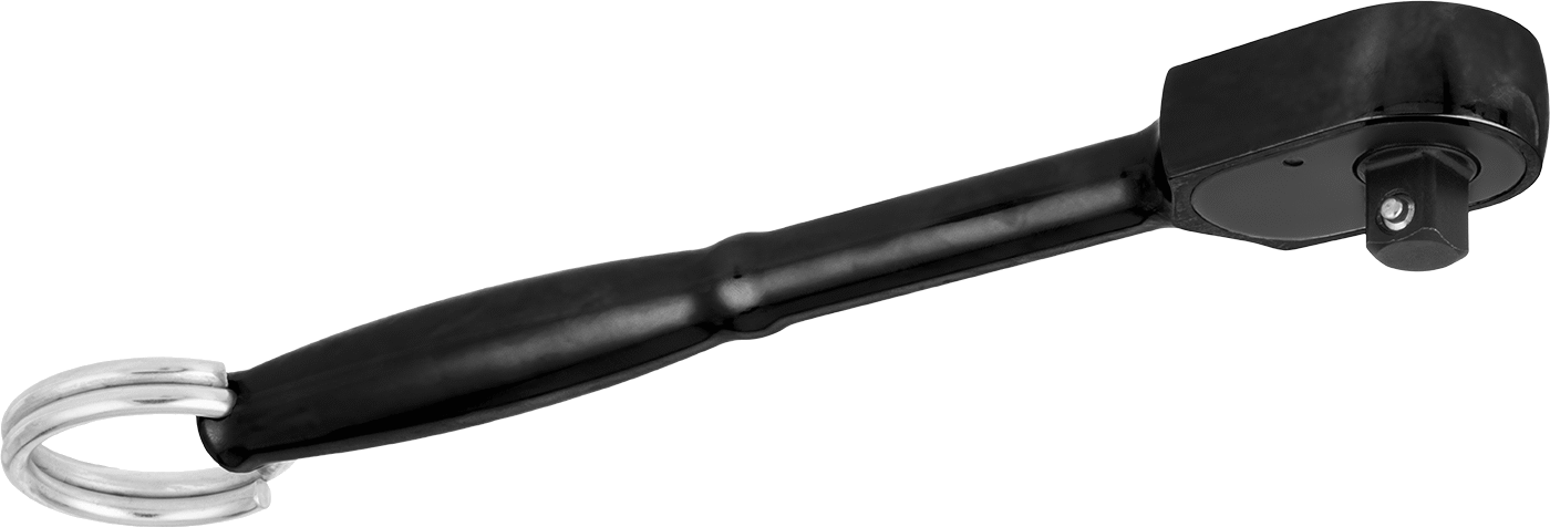 Bağlantı Halkalı Sızdırmaz Başlı Cırcır Anahtarı, 1/2" Kare Tahrik, 10-1/4" Toplam Uzunluk, Siyah Oksit Çelik