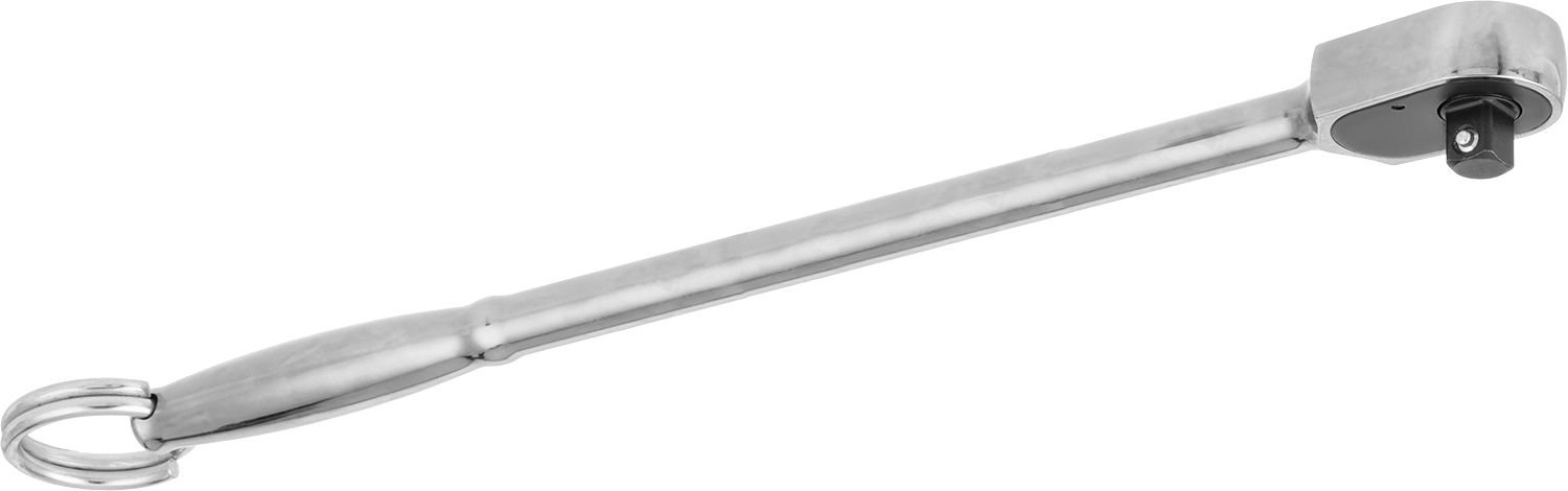 Bağlantı Halkalı Sızdırmaz Başlı Cırcır Anahtarı, 1/2" Kare Tahrik, 15" Toplam Uzunluk, Krom Kaplı Çelik