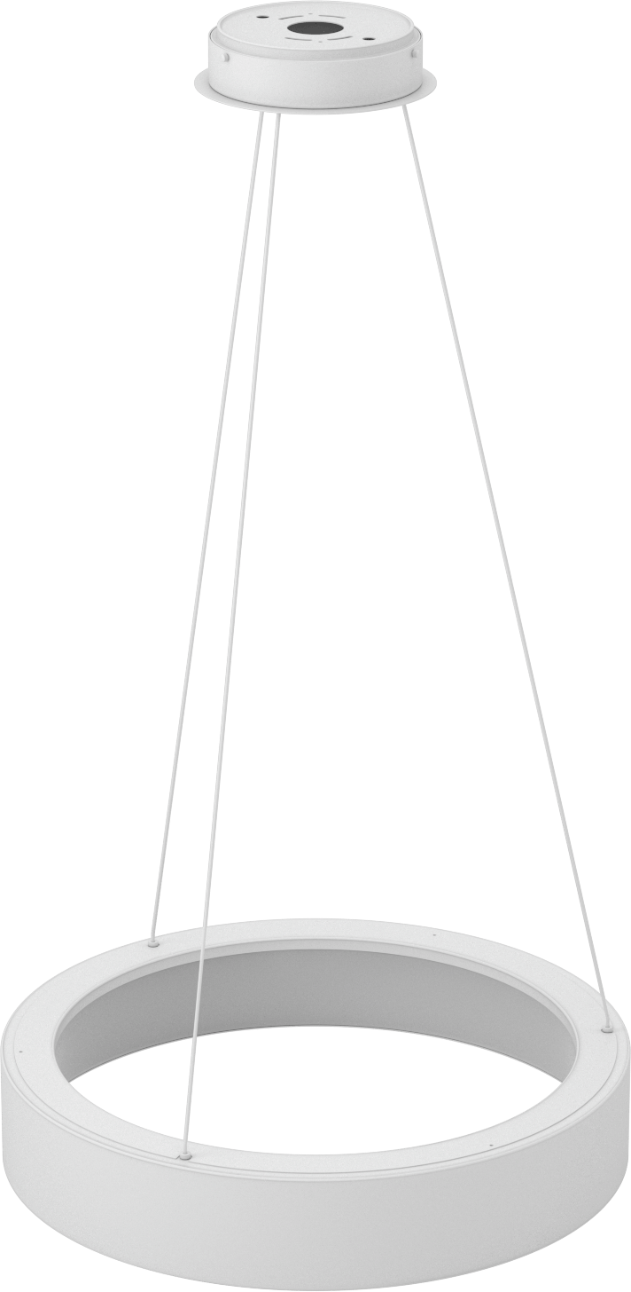Dekoratif Tavan Işığı, Mat Beyaz Gövde, Askı, 24“ Çap x 4-1/2” Yükseklik