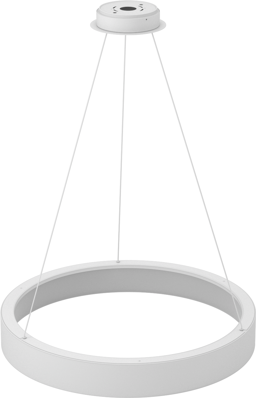 Dekoratif Tavan Işığı, Mat Beyaz Gövde, Askı, 32“ Çap x 4-1/2” Yükseklik