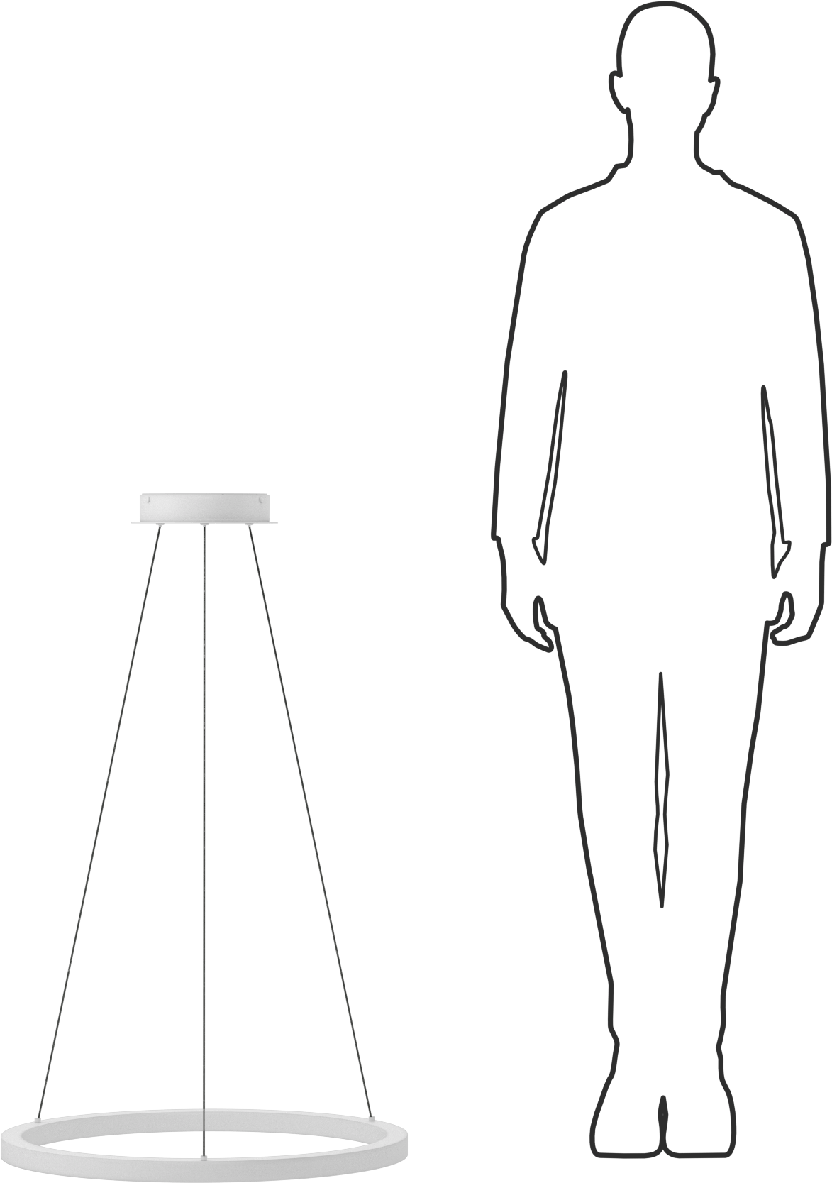 Dekoratif Tavan Işığı, Mat Beyaz Gövde, Askı, 24“ Çap x 1-1/4” Yükseklik