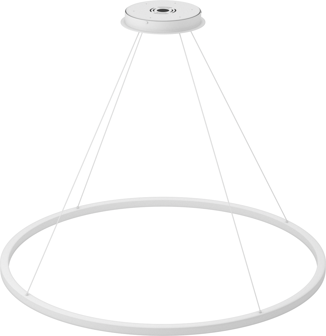 Dekoratif Tavan Işığı, Mat Beyaz Gövde, Askı, 48“ Çap x 1-1/4” Yükseklik