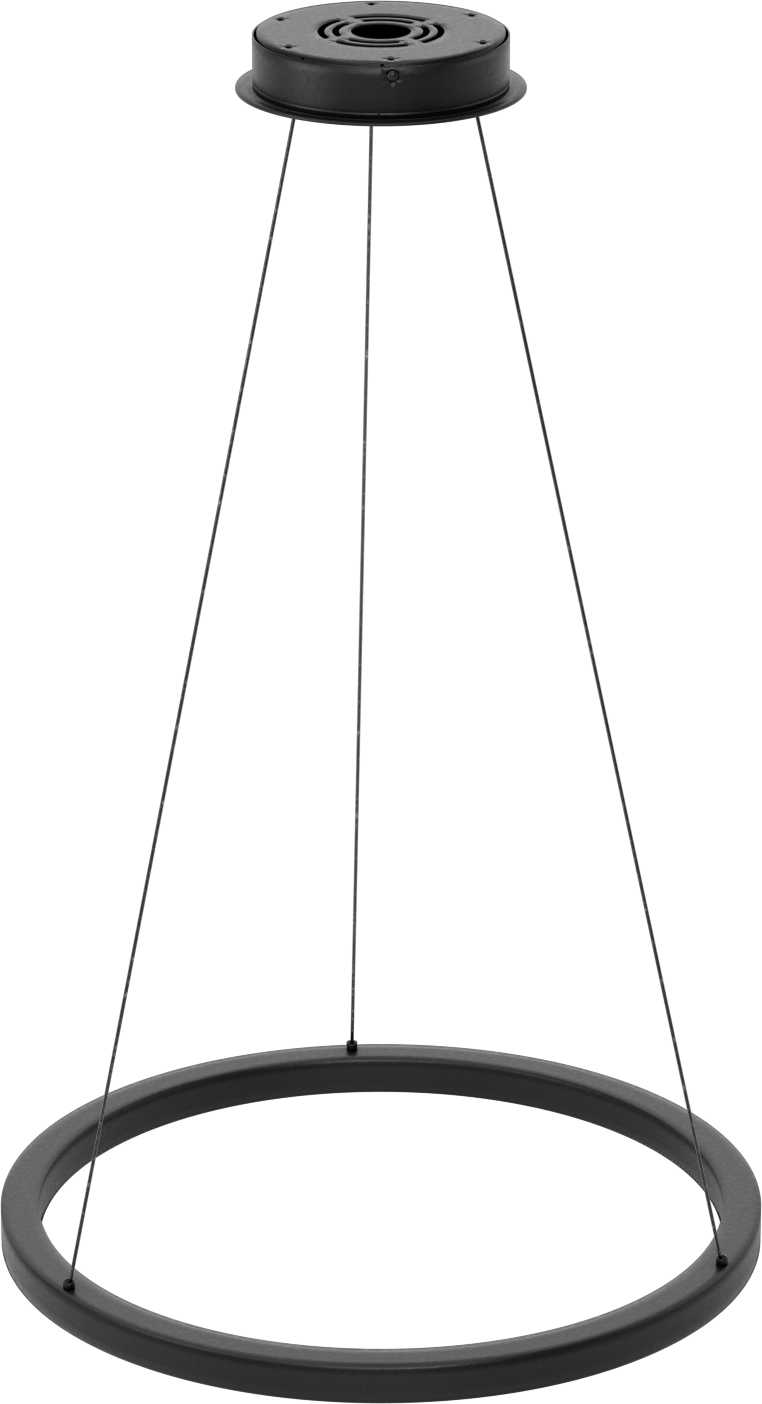 Dekoratif Tavan Işığı, Mat Siyah Gövde, Askı, 24“ Çap x 1-1/4” Yükseklik