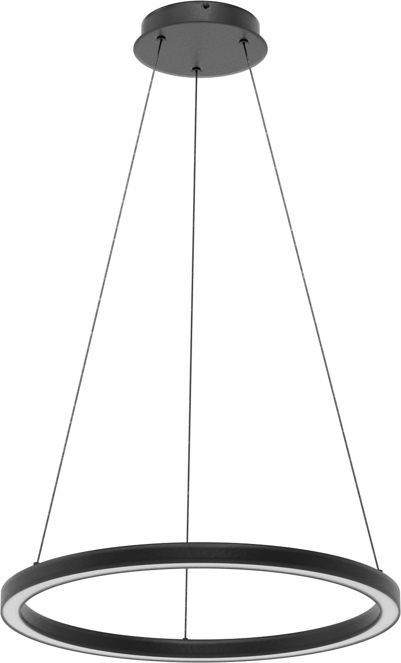 Dekoratif Tavan Işığı, Mat Siyah Gövde, Askı, 24“ Çap x 1-1/4” Yükseklik