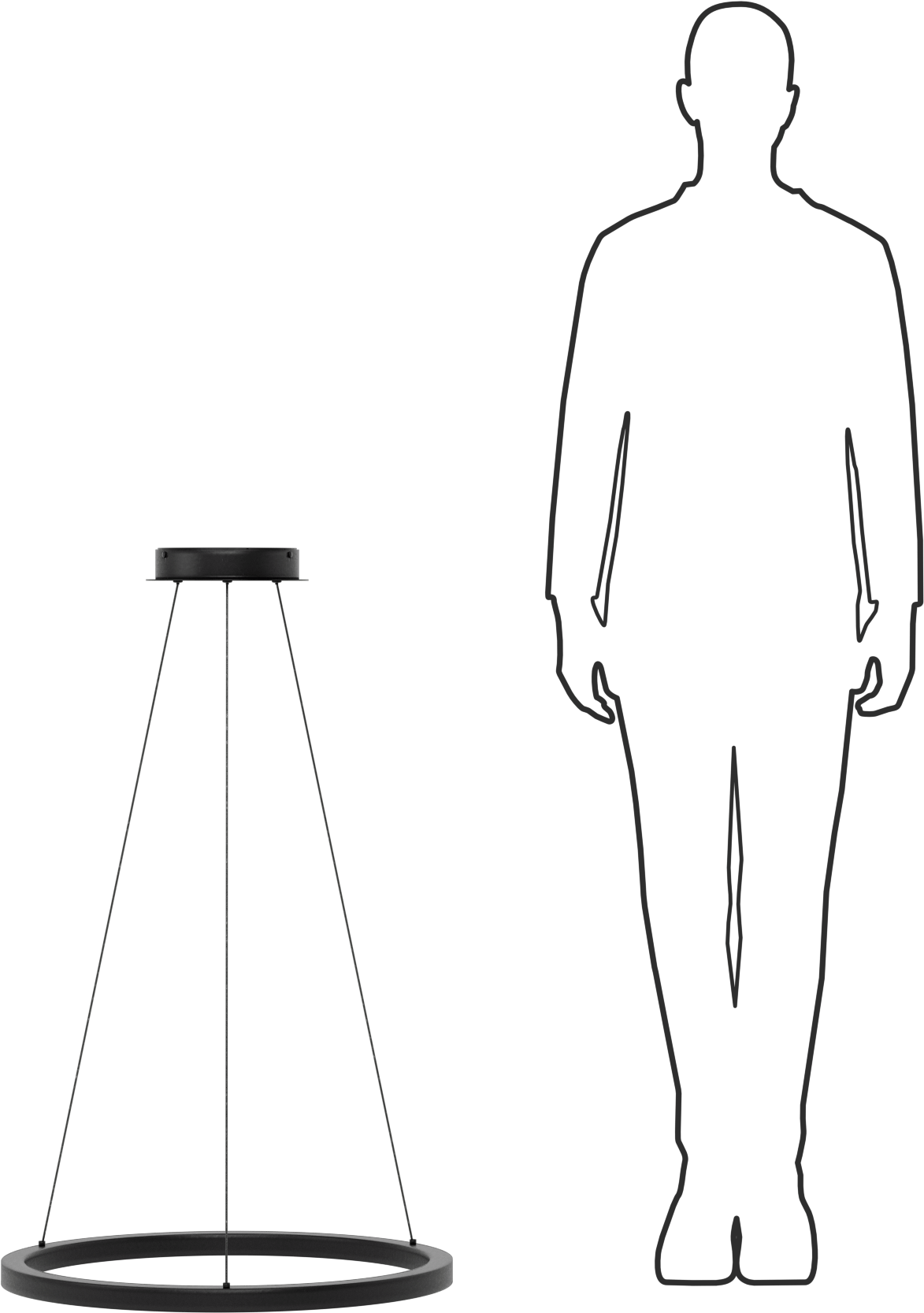 Dekoratif Tavan Işığı, Mat Siyah Gövde, Askı, 24“ Çap x 1-1/4” Yükseklik
