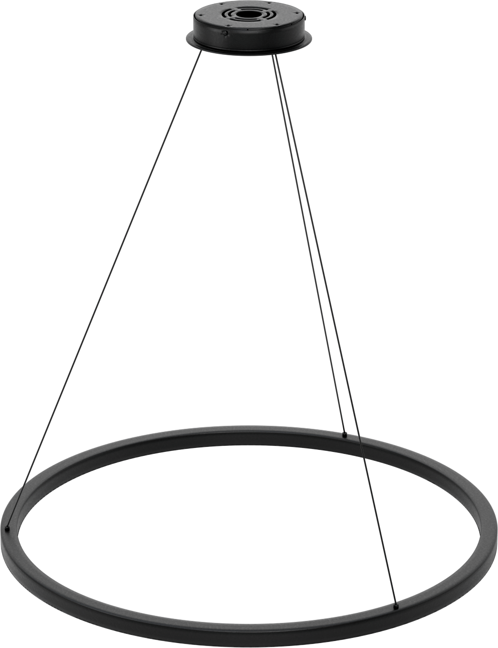 Dekoratif Tavan Işığı, Mat Siyah Gövde, Askı, 36“ Çap x 1-1/4” Yükseklik