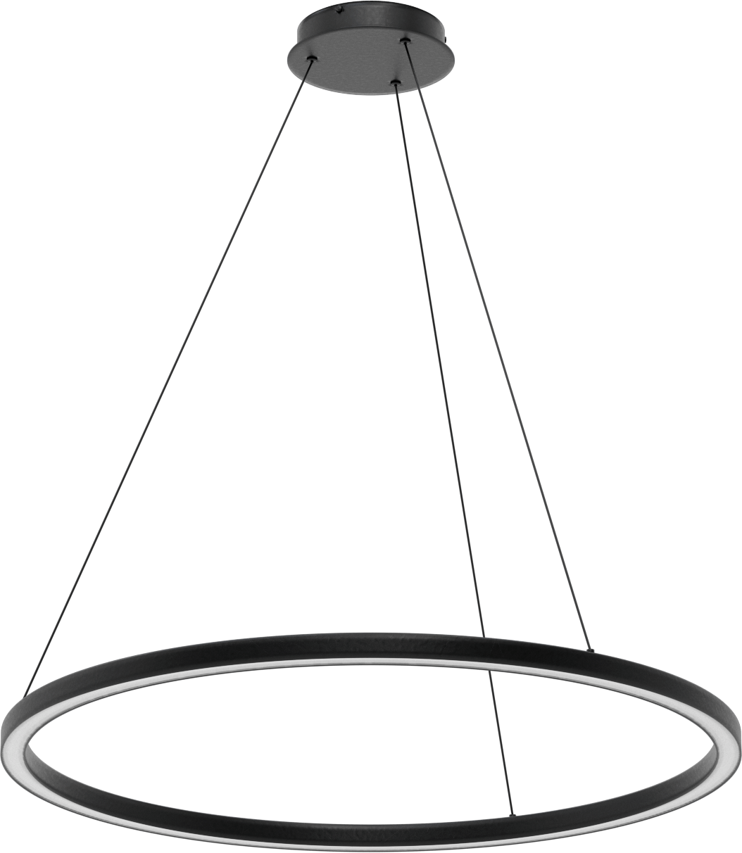 Dekoratif Tavan Işığı, Mat Siyah Gövde, Askı, 36“ Çap x 1-1/4” Yükseklik