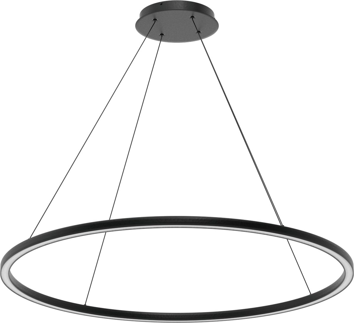 Dekoratif Tavan Işığı, Mat Siyah Gövde, Askı, 48“ Çap x 1-1/4” Yükseklik