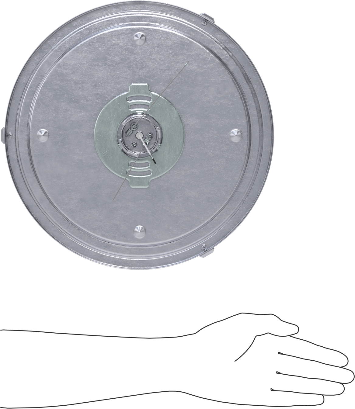 Dekoratif Tavan Işığı, Nikel Kaplı Saten Muhafaza, 13“ Çap x 2-5/8” Toplam Yükseklik