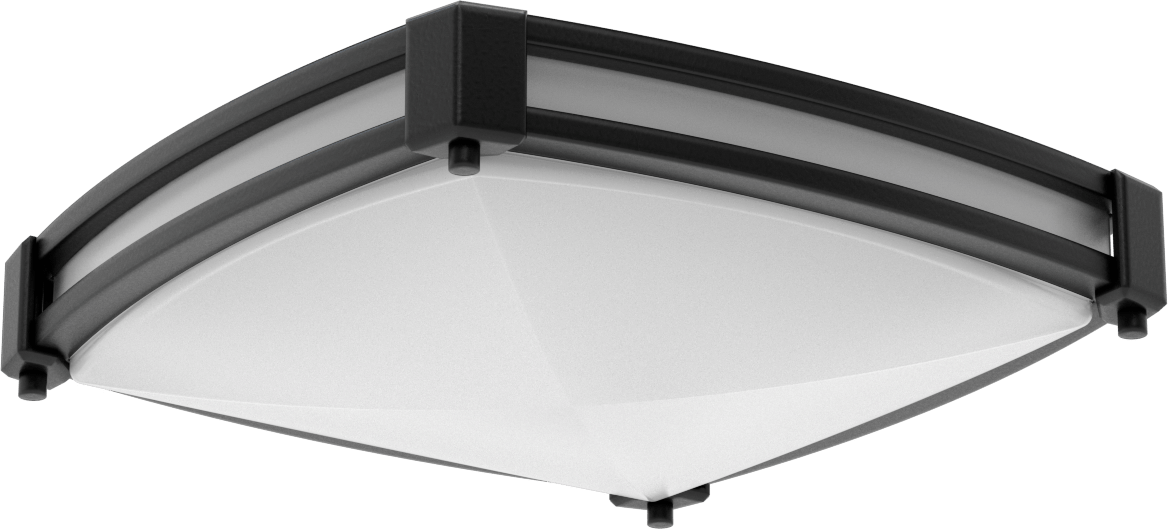 Dekoratif Tavan Işığı, Mat Siyah Gövde, 12-5/8“ Uzunluk x 12-5/8” Toplam Genişlik