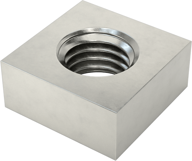 18-8 Paslanmaz Çelik Kare Somun, 1/4"-28 Diş Boyutu