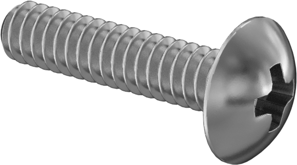 316 Paslanmaz Çelik Bombe Başlı Phillips Vidalar, 4-40 Diş Boyutu, 1/2" Uzunluk