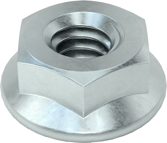 Çinko Kaplamalı Düşük Mukavemetli Çelik Tırtıklı Flanş Somunu, 1/4"-20 Diş Boyutu, 15/64" Yükseklik