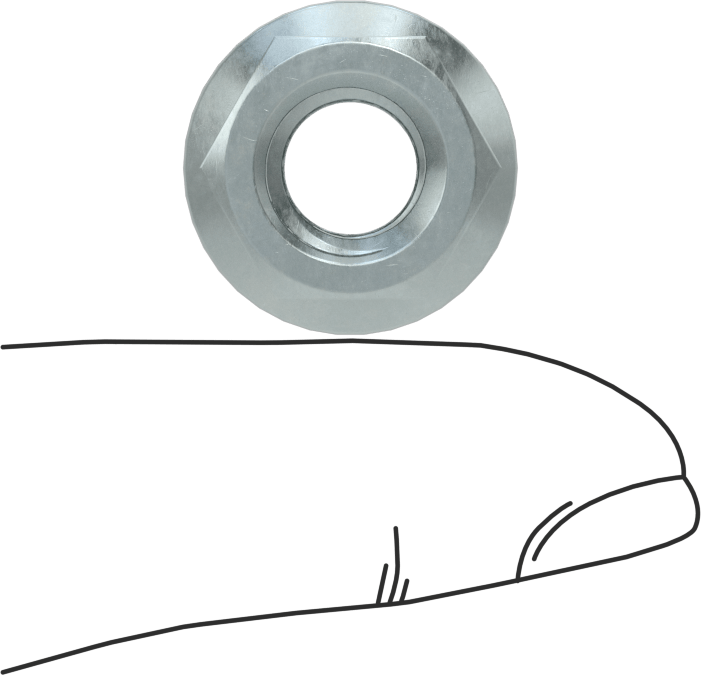 Çinko Kaplamalı Düşük Mukavemetli Çelik Tırtıklı Flanş Somunu, 3/8"-16 Diş Boyutu, 11/32" Yükseklik