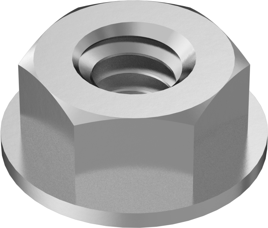 Çinko Kaplı Orta Mukavemetli Çelik Flanş Somunları, Sınıf 5, 1/4"-20 Diş Boyutu