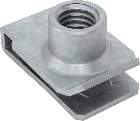 Çelik Güçlü Kavrama Klipsli Namlu Somunları, Çinko Kaplamalı, M8 x 1,25 mm Diş, 14,5 mm Delik Merkezinden Kenara