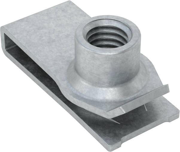 Çelik Güçlü Kavrama Klipsli Namlu Somunları, Çinko Kaplamalı, M8 x 1,25 mm Diş Boyutu, 21 mm Delik Merkezinden Kenara