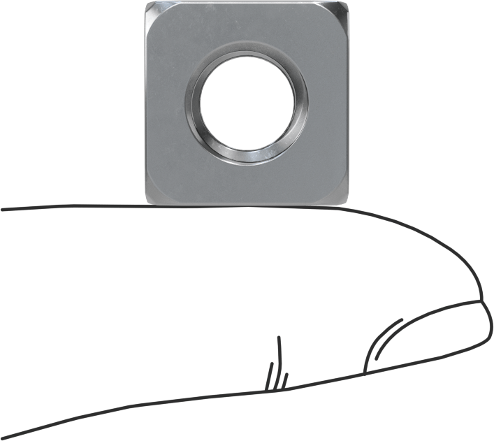 Düşük Mukavemetli Çelik Kare Somun, 3/8"-16 Diş Boyutu, 1/4" Yükseklik