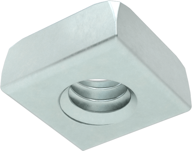 Düşük Mukavemetli Çelik Kare Somun, Çinko Kaplamalı, 1/4"-20 Diş Boyutu