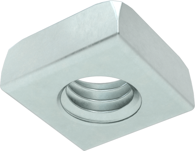 Düşük Mukavemetli Çelik Kare Somun, Çinko Kaplamalı, 3/8"-16 Diş Boyutu