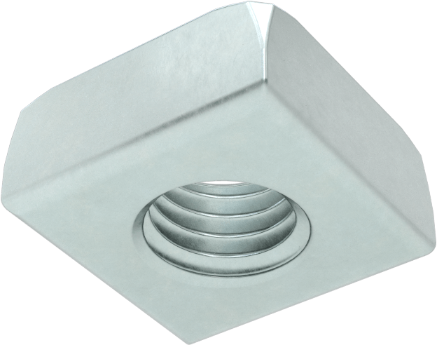 Düşük Mukavemetli Çelik Kare Somun, Çinko Kaplamalı, 1/4"-28 Diş Boyutu