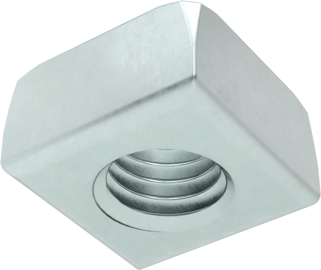 Düşük Mukavemetli Çelik Kare Somun, Çinko Kaplamalı, 1/2"-13 Diş Boyutu