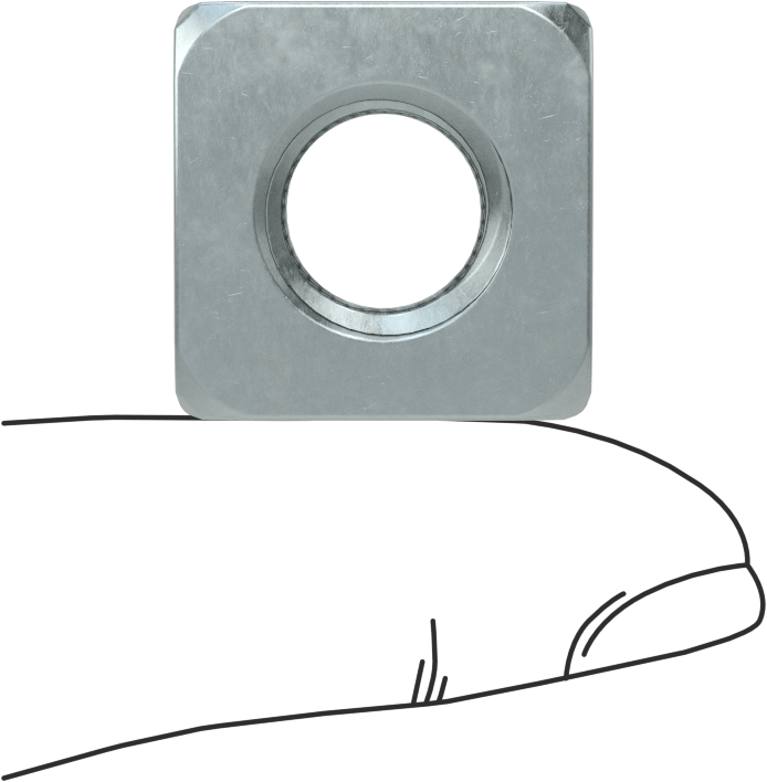 Düşük Mukavemetli Çelik Kare Somun, Çinko Kaplamalı, 1/2"-13 Diş Boyutu