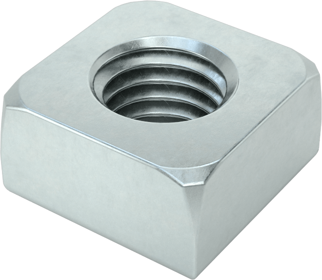Düşük Mukavemetli Çelik Kare Somun, Çinko Kaplamalı, 5/8"-11 Diş Boyutu
