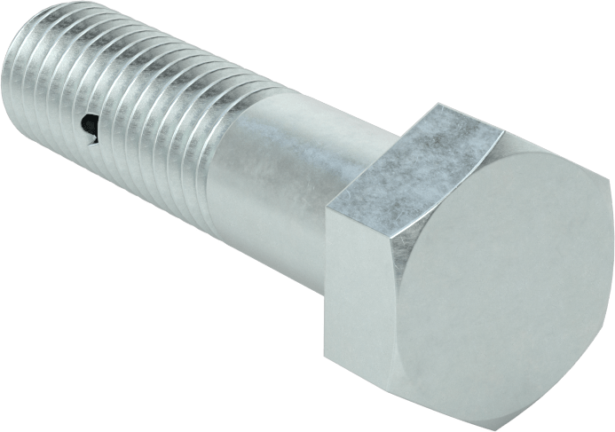 Çinko Kaplı Sınıf 5 Çelik Altıgen Başlı Vida, Çatal Pimli Kilitlenebilir, 1/2"-13 Diş Boyutu, 2" Uzunluk