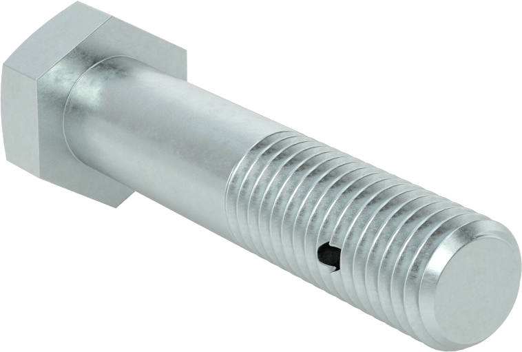 Çinko Kaplı Sınıf 5 Çelik Altıgen Başlı Vida, Çatal Pimli Kilitlenebilir, 5/8"-11 Diş Boyutu, 3" Uzunluk