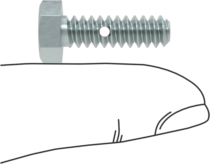 Çinko Kaplı Sınıf 8.8 Çelik Altıgen Başlı Vida, Çatal Pimli Kilitlenebilir, M6 x 1 mm Diş Boyutu, 20 mm Uzunluk