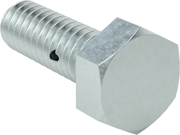 Çinko Kaplı Sınıf 8.8 Çelik Altıgen Başlı Vida, Çatal Pimli Kilitlenebilir, M8 x 1,25 mm Diş Boyutu, 25 mm Uzunluk