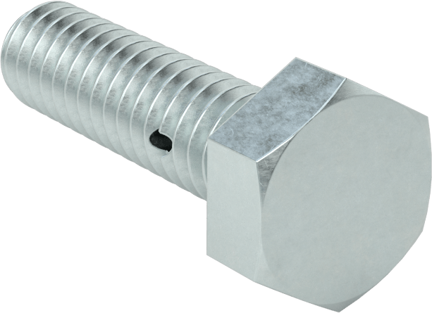 Çinko Kaplı Sınıf 8.8 Çelik Altıgen Başlı Vida, Çatal Pimli Kilitlenebilir, M8 x 1,25 mm Diş Boyutu, 30 mm Uzunluk