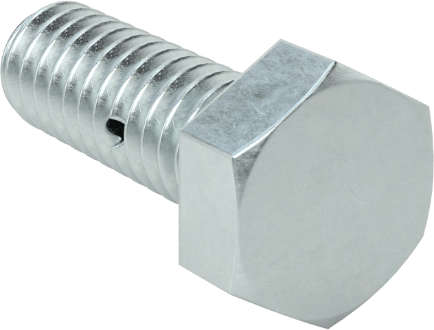Çinko Kaplı Sınıf 8.8 Çelik Altıgen Başlı Vida, Çatal Pimli Kilitlenebilir, M12 x 1,75 mm Dişli Boyutu, 35 mm Uzunluk