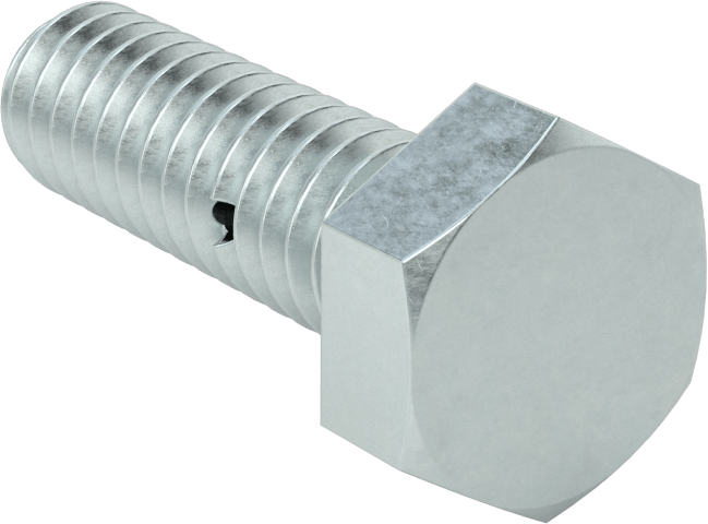 Çinko Kaplı Sınıf 8.8 Çelik Altıgen Başlı Vida, Çatal Pimli Kilitlenebilir, M12 x 1,75 mm Dişli Boyutu, 40 mm Uzunluk